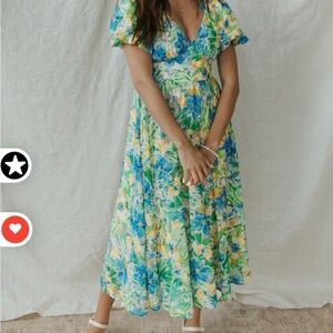 Floral Blue and Green Dress